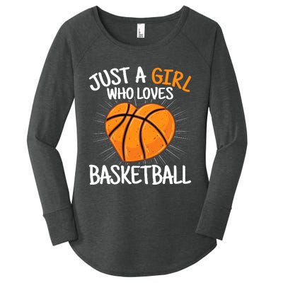 Just A Girl Who Loves Basketball Merch Girl Women's Perfect Tri Tunic Long Sleeve Shirt