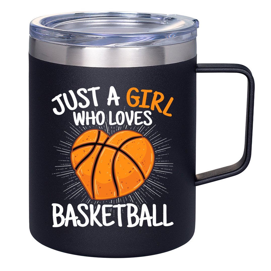 Just A Girl Who Loves Basketball Merch Girl 12oz Stainless Steel Coffee Mug