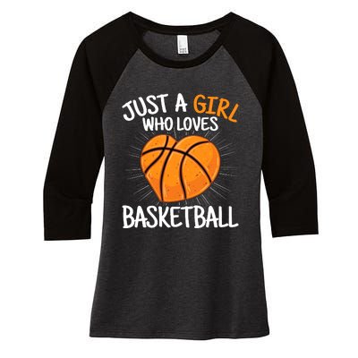 Just A Girl Who Loves Basketball Merch Girl Women's Tri-Blend 3/4-Sleeve Raglan Shirt