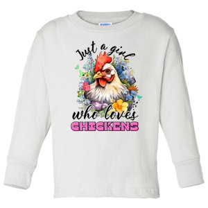 Just A Girl Who Loves Chickens Toddler Long Sleeve Shirt