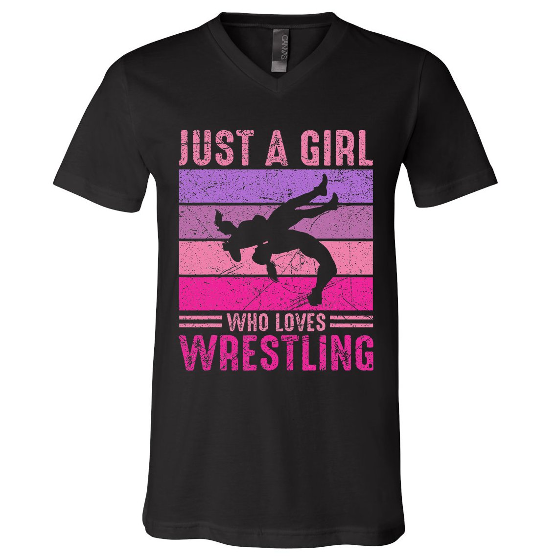 Just A Girl Who Loves Wrestling Girl Wrestle Outfit Wrestler V-Neck T-Shirt