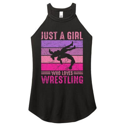 Just A Girl Who Loves Wrestling Girl Wrestle Outfit Wrestler Women's Perfect Tri Rocker Tank