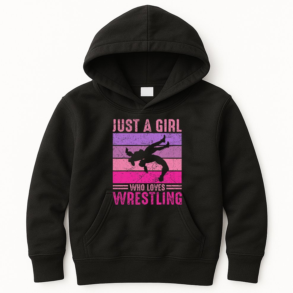 Just A Girl Who Loves Wrestling Girl Wrestle Outfit Wrestler Kids Hoodie