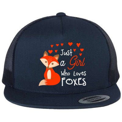 Just a girl who loves foxes - Cute looking fox Flat Bill Trucker Hat