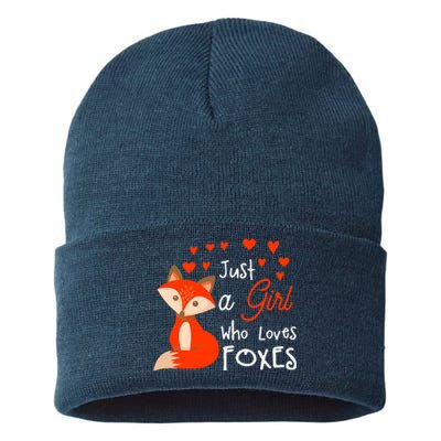 Just a girl who loves foxes - Cute looking fox Sustainable Knit Beanie