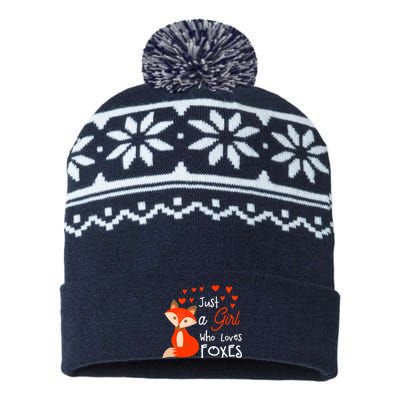 Just a girl who loves foxes - Cute looking fox USA-Made Snowflake Beanie