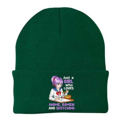 Just A Girl Who Loves Anime Ramen And Sketching Japan Anime Knit Cap Winter Beanie