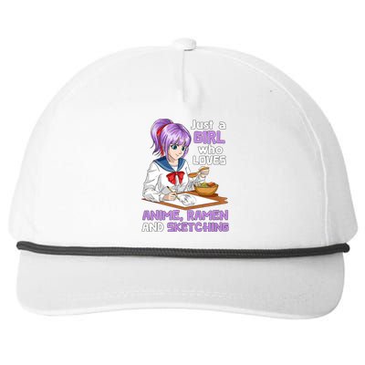 Just A Girl Who Loves Anime Ramen And Sketching Japan Anime Snapback Five-Panel Rope Hat