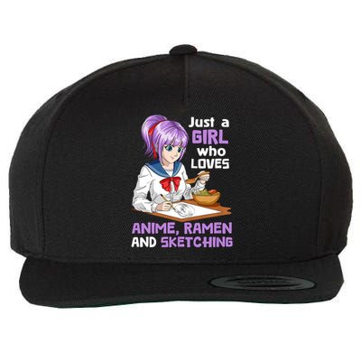 Just A Girl Who Loves Anime Ramen And Sketching Japan Anime Wool Snapback Cap