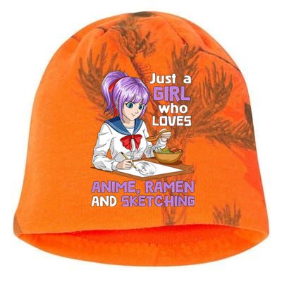 Just A Girl Who Loves Anime Ramen And Sketching Japan Anime Kati - Camo Knit Beanie