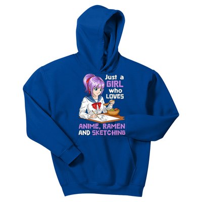 Just A Girl Who Loves Anime Ramen And Sketching Japan Anime Kids Hoodie