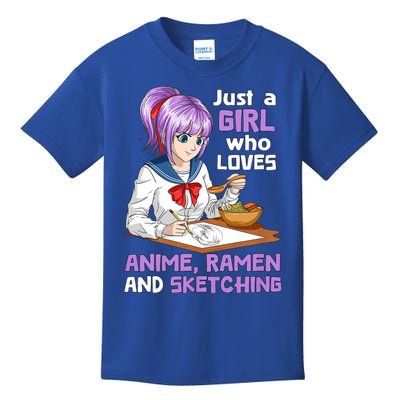 Just A Girl Who Loves Anime Ramen And Sketching Japan Anime Kids T-Shirt