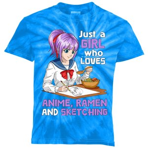 Just A Girl Who Loves Anime Ramen And Sketching Japan Anime Kids Tie-Dye T-Shirt