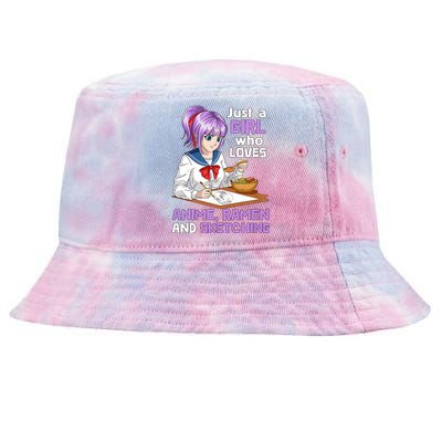 Just A Girl Who Loves Anime Ramen And Sketching Japan Anime Tie-Dyed Bucket Hat