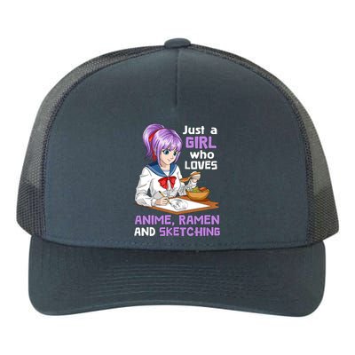 Just A Girl Who Loves Anime Ramen And Sketching Japan Anime Yupoong Adult 5-Panel Trucker Hat