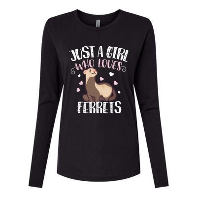 Just A Girl Who Loves Ferrets Cool Gift Womens Cotton Relaxed Long Sleeve T-Shirt