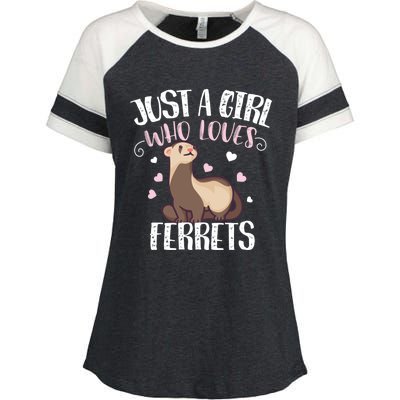 Just A Girl Who Loves Ferrets Cool Gift Enza Ladies Jersey Colorblock Tee