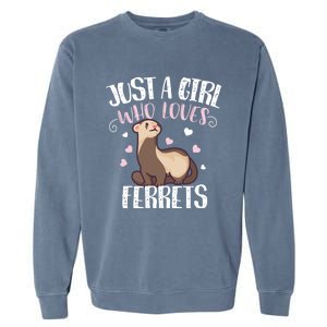 Just A Girl Who Loves Ferrets Cool Gift Garment-Dyed Sweatshirt