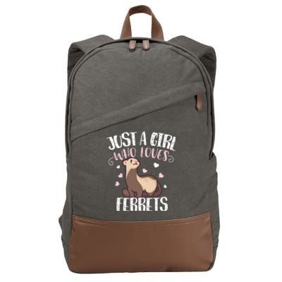 Just A Girl Who Loves Ferrets Cool Gift Cotton Canvas Backpack