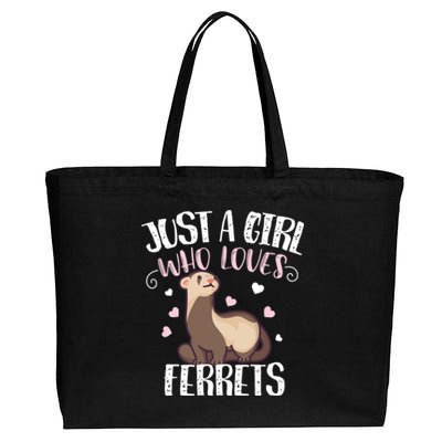 Just A Girl Who Loves Ferrets Cool Gift Cotton Canvas Jumbo Tote