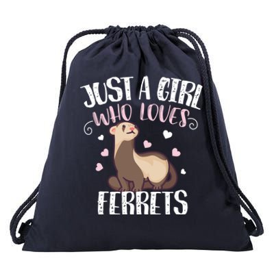 Just A Girl Who Loves Ferrets Cool Gift Drawstring Bag