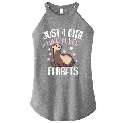 Just A Girl Who Loves Ferrets Cool Gift Women’s Perfect Tri Rocker Tank