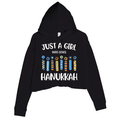 Just a Girl Who Loves Hanukkah Jewish Chanukah  Crop Fleece Hoodie