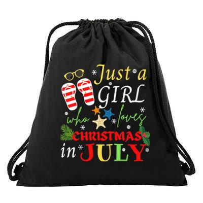 Just A Girl Who Loves Christmas In July Flip Flops Drawstring Bag