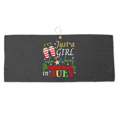 Just A Girl Who Loves Christmas In July Flip Flops Large Microfiber Waffle Golf Towel