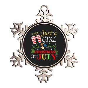 Just A Girl Who Loves Christmas In July Flip Flops Metallic Star Ornament