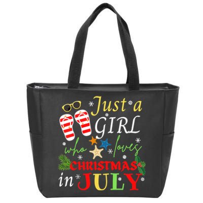 Just A Girl Who Loves Christmas In July Flip Flops Zip Tote Bag