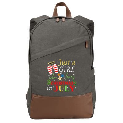 Just A Girl Who Loves Christmas In July Flip Flops Cotton Canvas Backpack