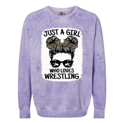 Just A Girl Who Loves Wrestling Funny Wrestle Lover Wrestler Colorblast Crewneck Sweatshirt