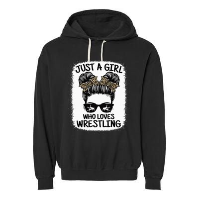 Just A Girl Who Loves Wrestling Funny Wrestle Lover Wrestler Garment-Dyed Fleece Hoodie