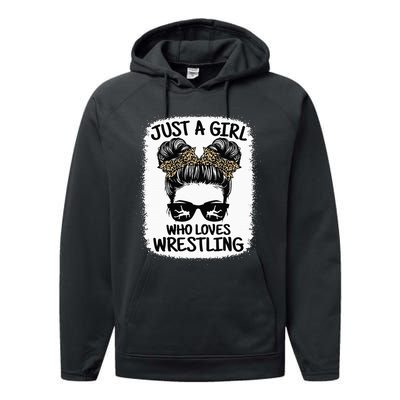 Just A Girl Who Loves Wrestling Funny Wrestle Lover Wrestler Performance Fleece Hoodie