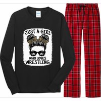 Just A Girl Who Loves Wrestling Funny Wrestle Lover Wrestler Long Sleeve Pajama Set