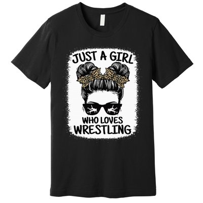 Just A Girl Who Loves Wrestling Funny Wrestle Lover Wrestler Premium T-Shirt