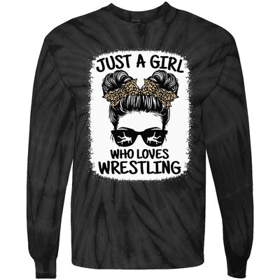 Just A Girl Who Loves Wrestling Funny Wrestle Lover Wrestler Tie-Dye Long Sleeve Shirt