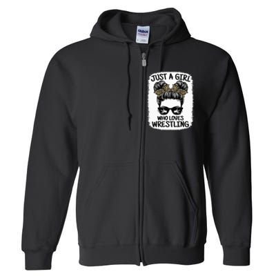 Just A Girl Who Loves Wrestling Funny Wrestle Lover Wrestler Full Zip Hoodie