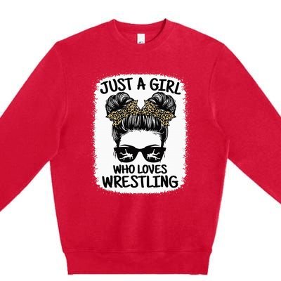 Just A Girl Who Loves Wrestling Funny Wrestle Lover Wrestler Premium Crewneck Sweatshirt