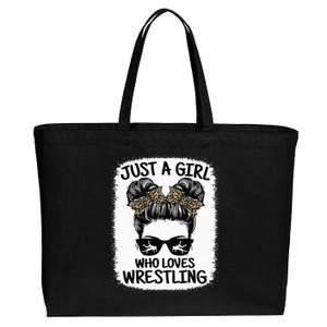 Just A Girl Who Loves Wrestling Funny Wrestle Lover Wrestler Cotton Canvas Jumbo Tote