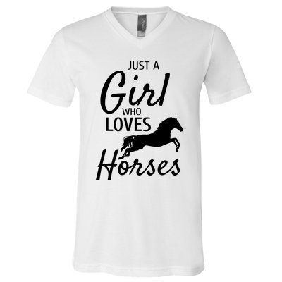 Just A Girl Who Loves Horses Riding Gifts Horse V-Neck T-Shirt