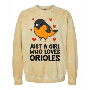 Just A Girl Who Loves Orioles Colorblast Crewneck Sweatshirt