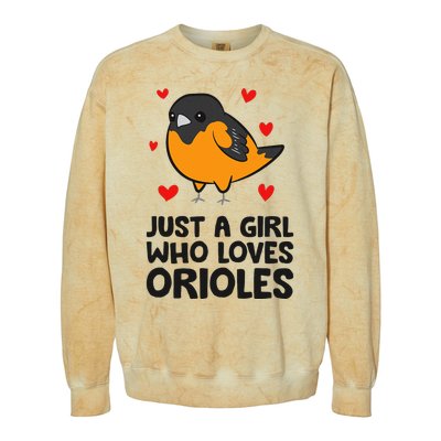 Just A Girl Who Loves Orioles Colorblast Crewneck Sweatshirt