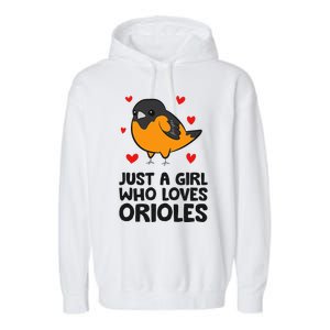 Just A Girl Who Loves Orioles Garment-Dyed Fleece Hoodie