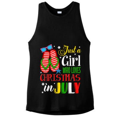 Just A Girl Who Loves Christmas In July Summer Tank Top Ladies PosiCharge Tri-Blend Wicking Tank