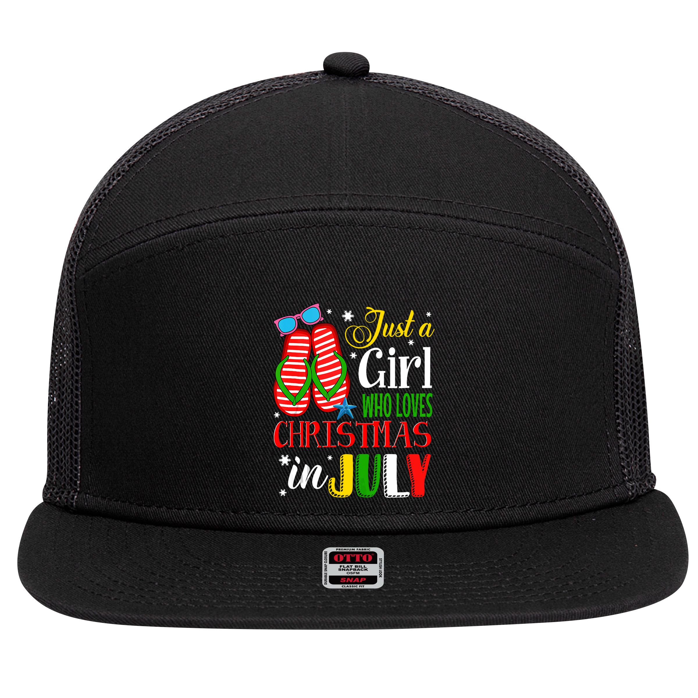 Just A Girl Who Loves Christmas In July Summer Tank Top 7 Panel Mesh Trucker Snapback Hat
