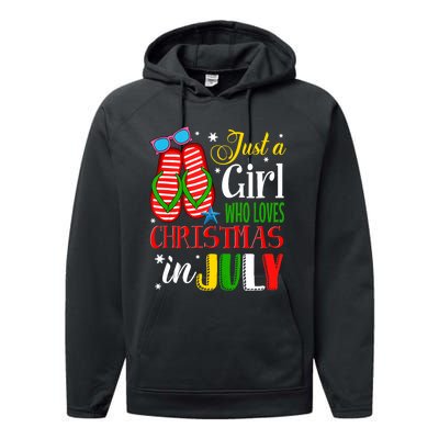 Just A Girl Who Loves Christmas In July Summer Tank Top Performance Fleece Hoodie