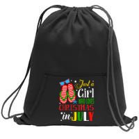 Just A Girl Who Loves Christmas In July Summer Tank Top Sweatshirt Cinch Pack Bag