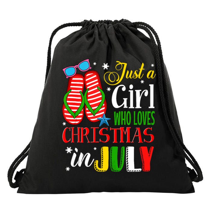 Just A Girl Who Loves Christmas In July Summer Tank Top Drawstring Bag